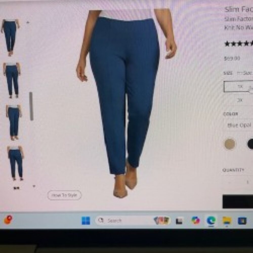 Navy Slim Factor by Investments Stretch Ponte Knit No Waist Slim Straight 1X